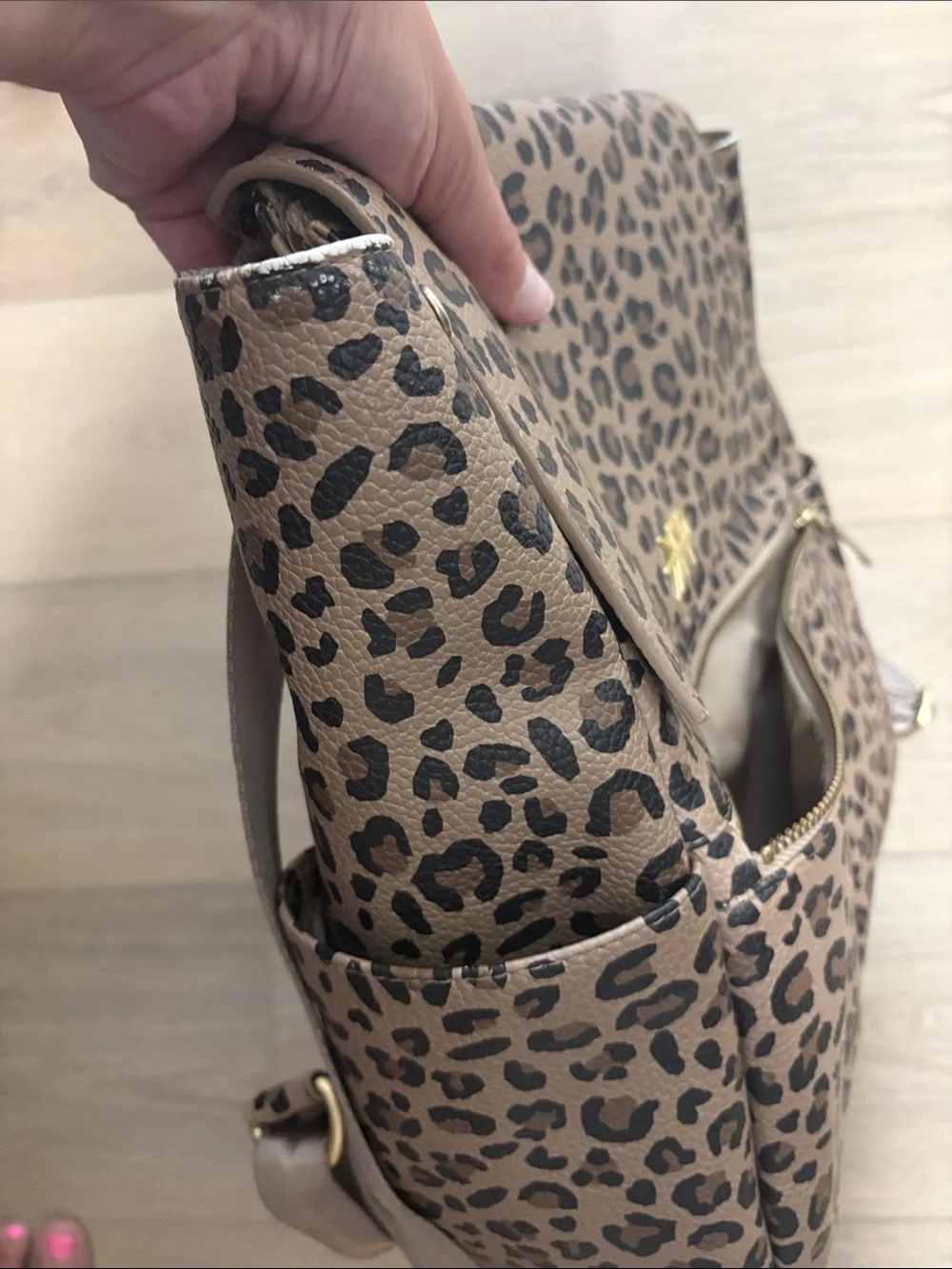 Freshly Picked Leopard Print Baby Backpack in Tan and Black